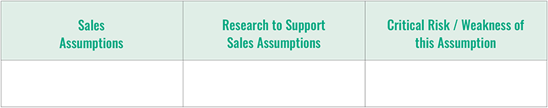 sales forcast for product service table